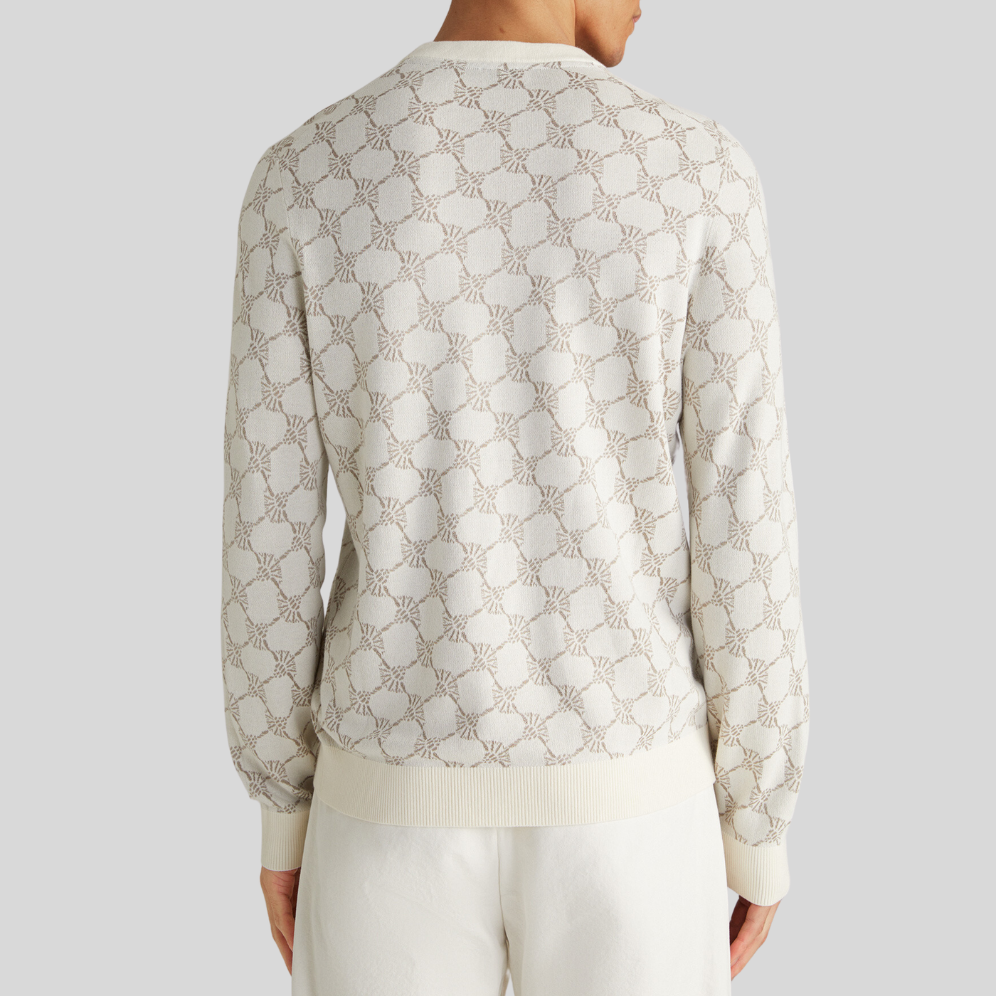 Cornflowers Pattern Crew Neck Sweater - Beige