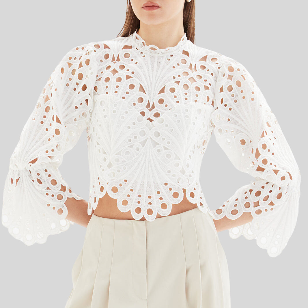 Crochet Detailed Cropped Top - White