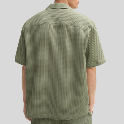 Waffle Pique Cuban Collar Shirt - Olive