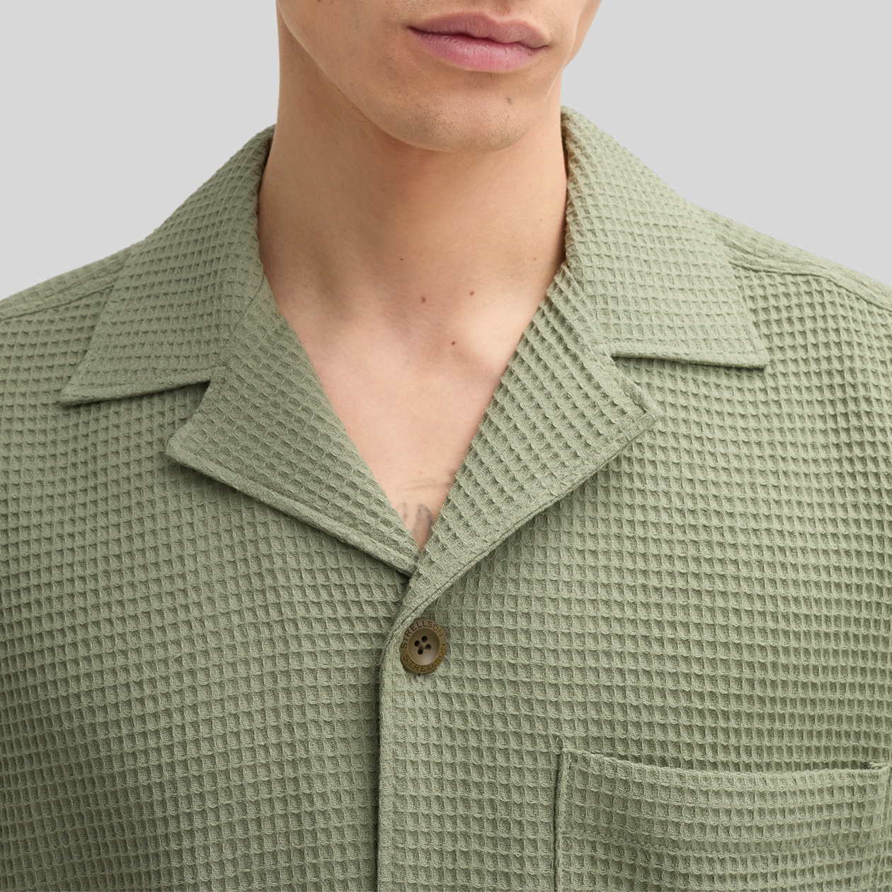 Waffle Pique Cuban Collar Shirt - Olive