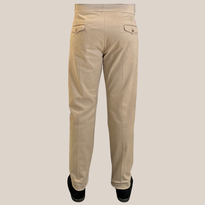 Jersey Pleated Cuffed Trousers - Beige