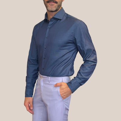 Gotstyle Fashion - Eterna Collar Shirts Twill Slim Fit Spread Collar Shirt - Dark Blue