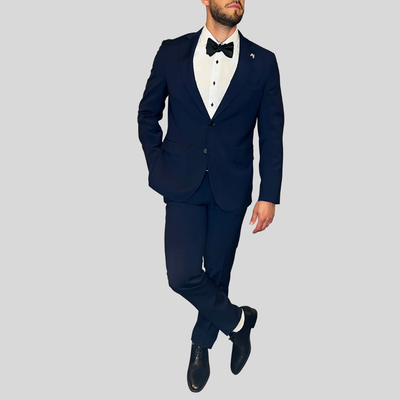 Gotstyle Fashion - Tombolini Suits Tonal Glen Check Wool Suit - Dark Navy