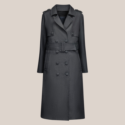 Denim Double Breasted Trench Coat - Dark Navy