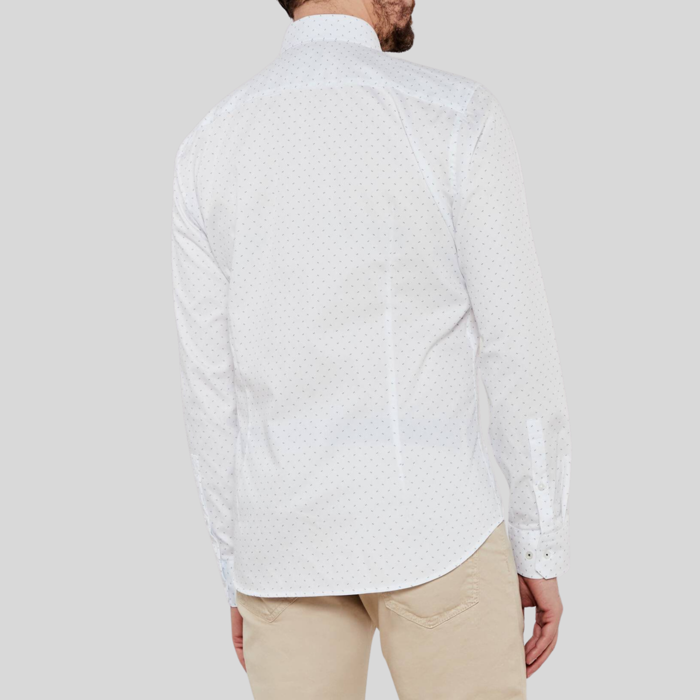 Diamond Texture Spread Collar Shirt - White