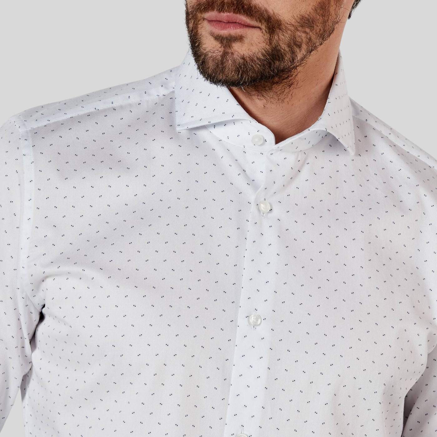 Diamond Texture Spread Collar Shirt - White