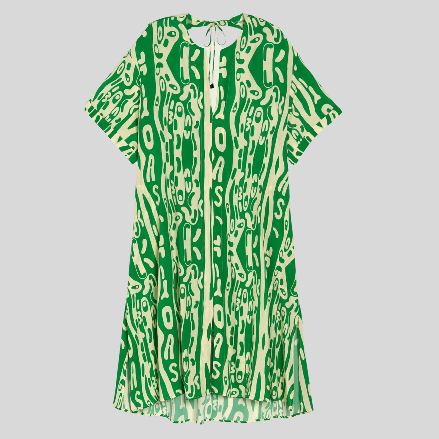 Gotstyle Fashion - OAS Dresses Abstract Logo Design V-Neck Shift Dress - Green/White