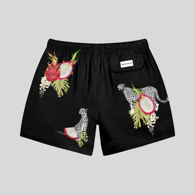 Gotstyle Fashion - MAVRANS Shorts Dragonfruit Print Swim Shorts - Black