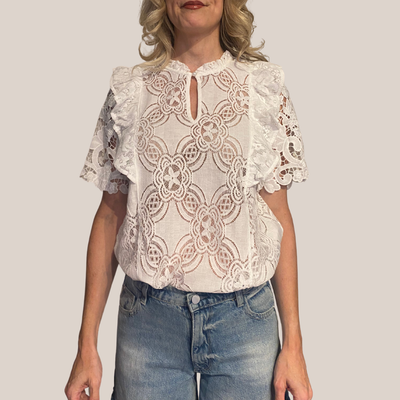 Gotstyle Fashion - Culture Blouses Embroidery Anglaise High Neck Blouse - White