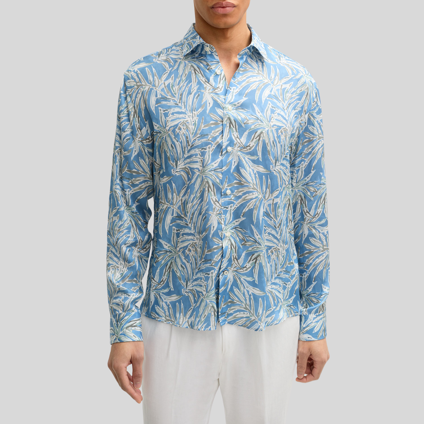 Ferns Print Shirt - Blue