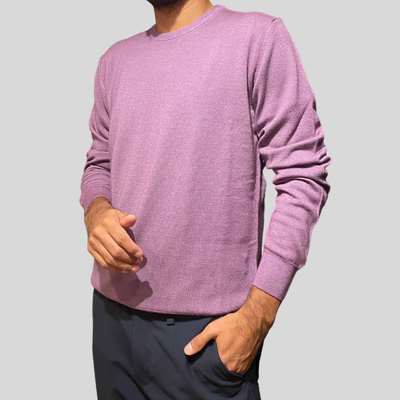 Gotstyle Fashion - Ferrante Sweaters Merino Wool Crew Neck Ribbed Sweater - Purple