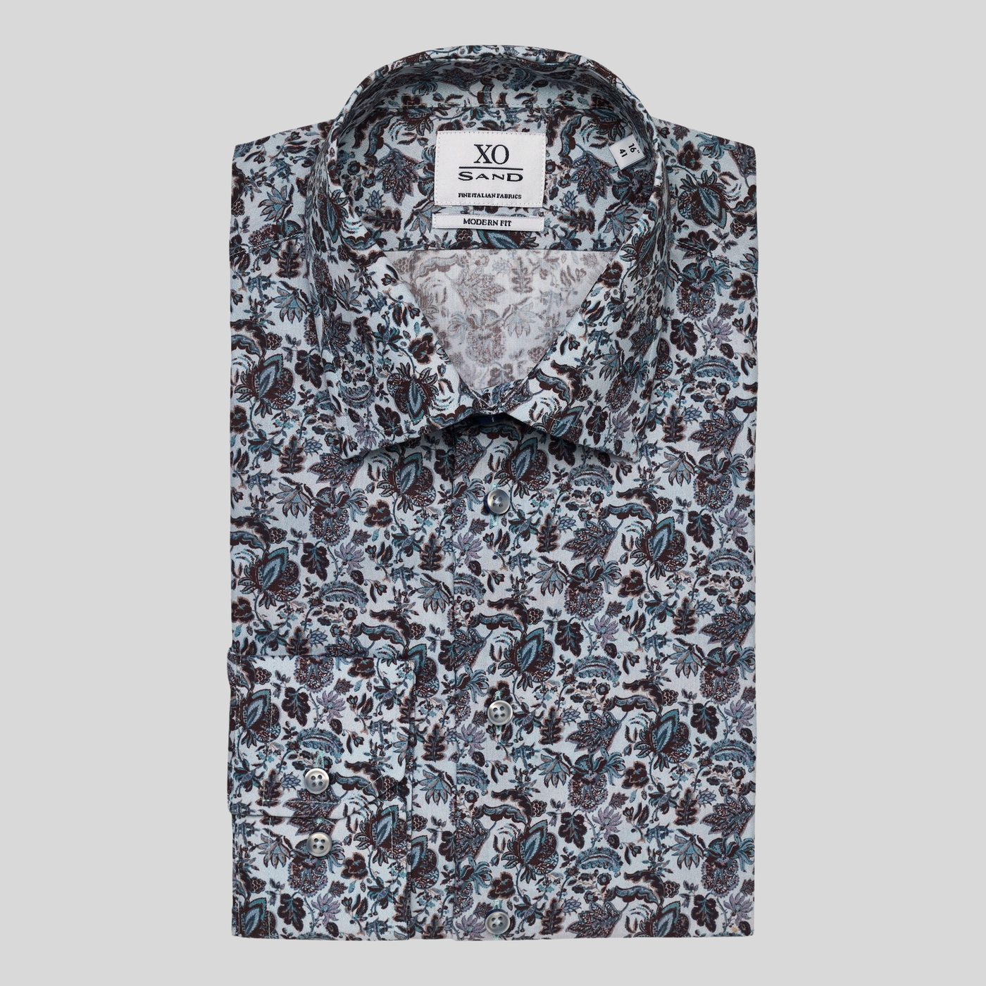 All-Over Floral Print Shirt - Light Blue