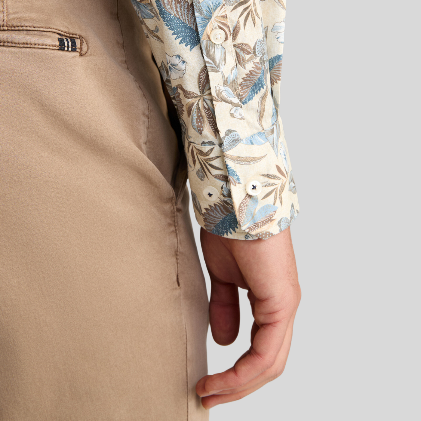 Exotic Floral Print Shirt - Beige