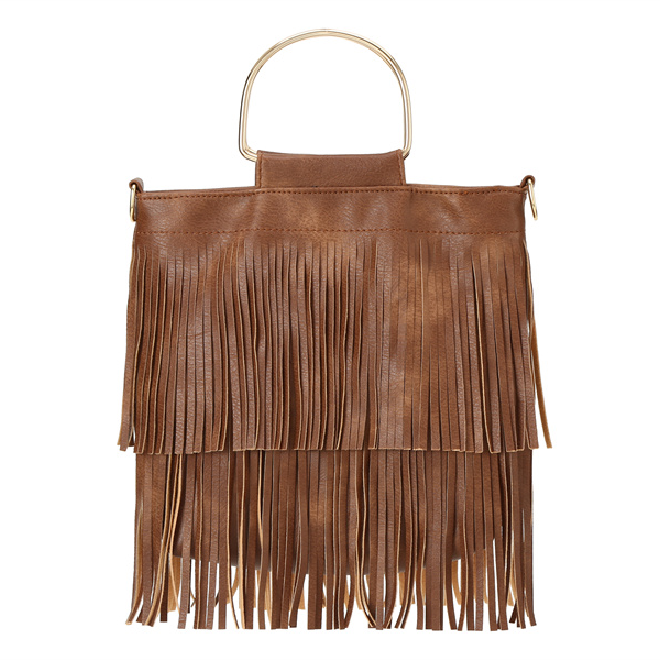 Fringe Bag D-Ring Handles - Brown