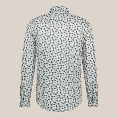 Ginko Leaves Print Shirt - Blue