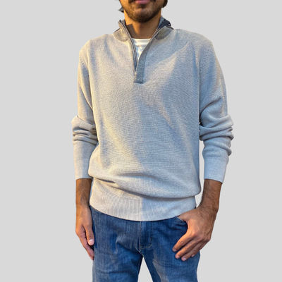Gotstyle Fashion - Inpore Sweaters Hidden Quarter Zip Mock Neck Sweater - Grey