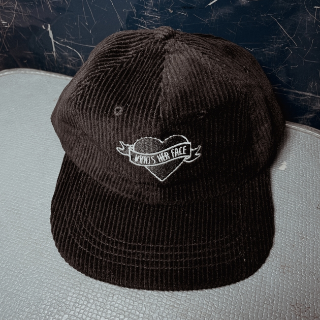 Heart Banner Logo Corduroy Hat - Black