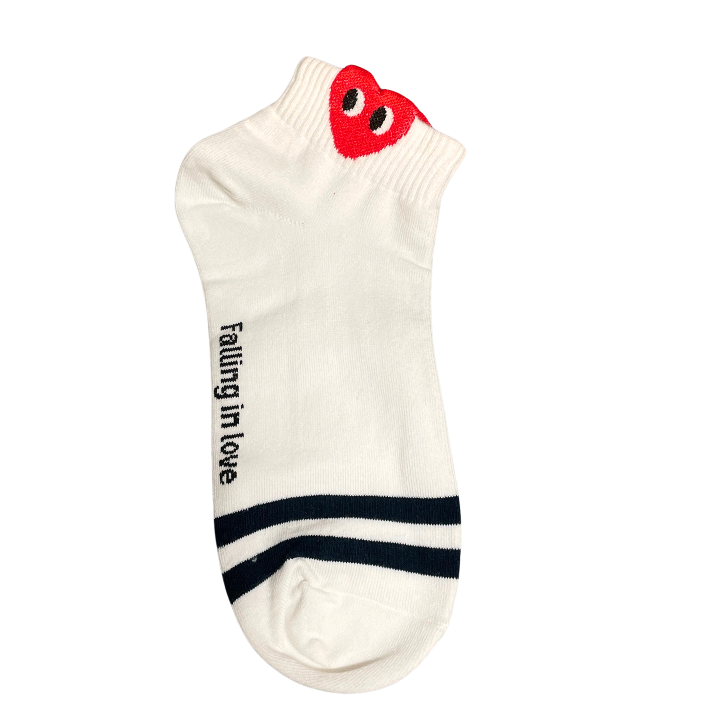 Crew Heart Stripe Socks - White