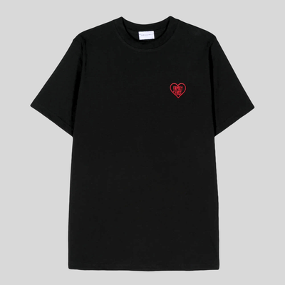 Heart Embroidered Logo Crew T-Shirt - Black