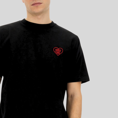 Heart Embroidered Logo Crew T-Shirt - Black