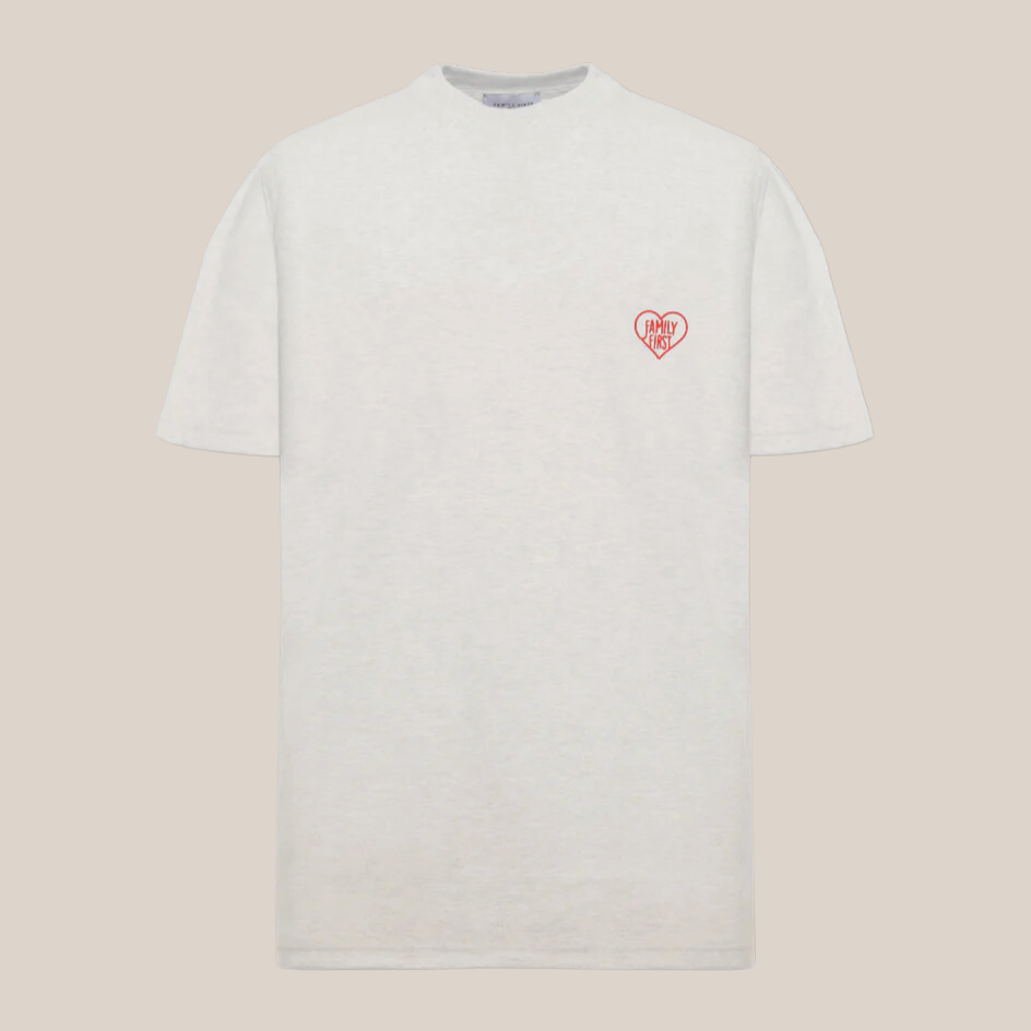 Heart Embroidered Logo Crew T-Shirt - White