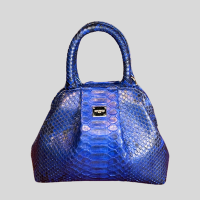 Handbag in Python Leather - Blue