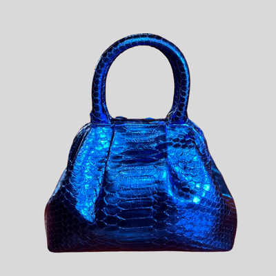 Handbag in Python Leather - Blue