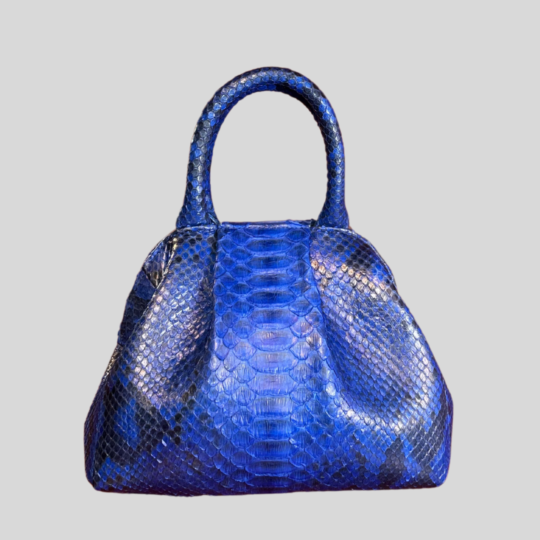 Handbag in Python Leather - Blue