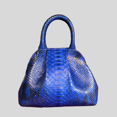 Handbag in Python Leather - Blue