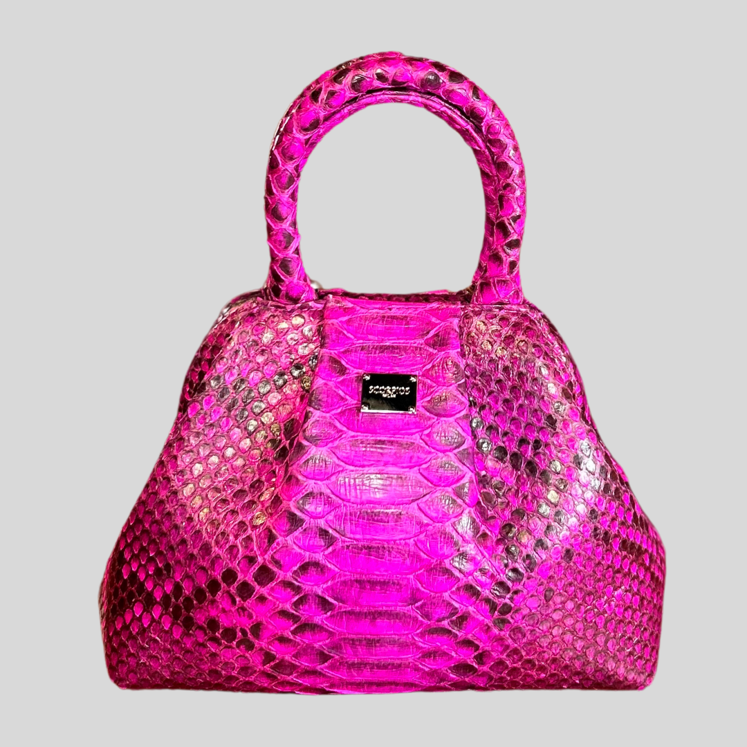 Handbag in Python Leather - Pink