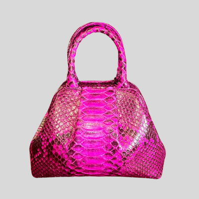 Handbag in Python Leather - Pink