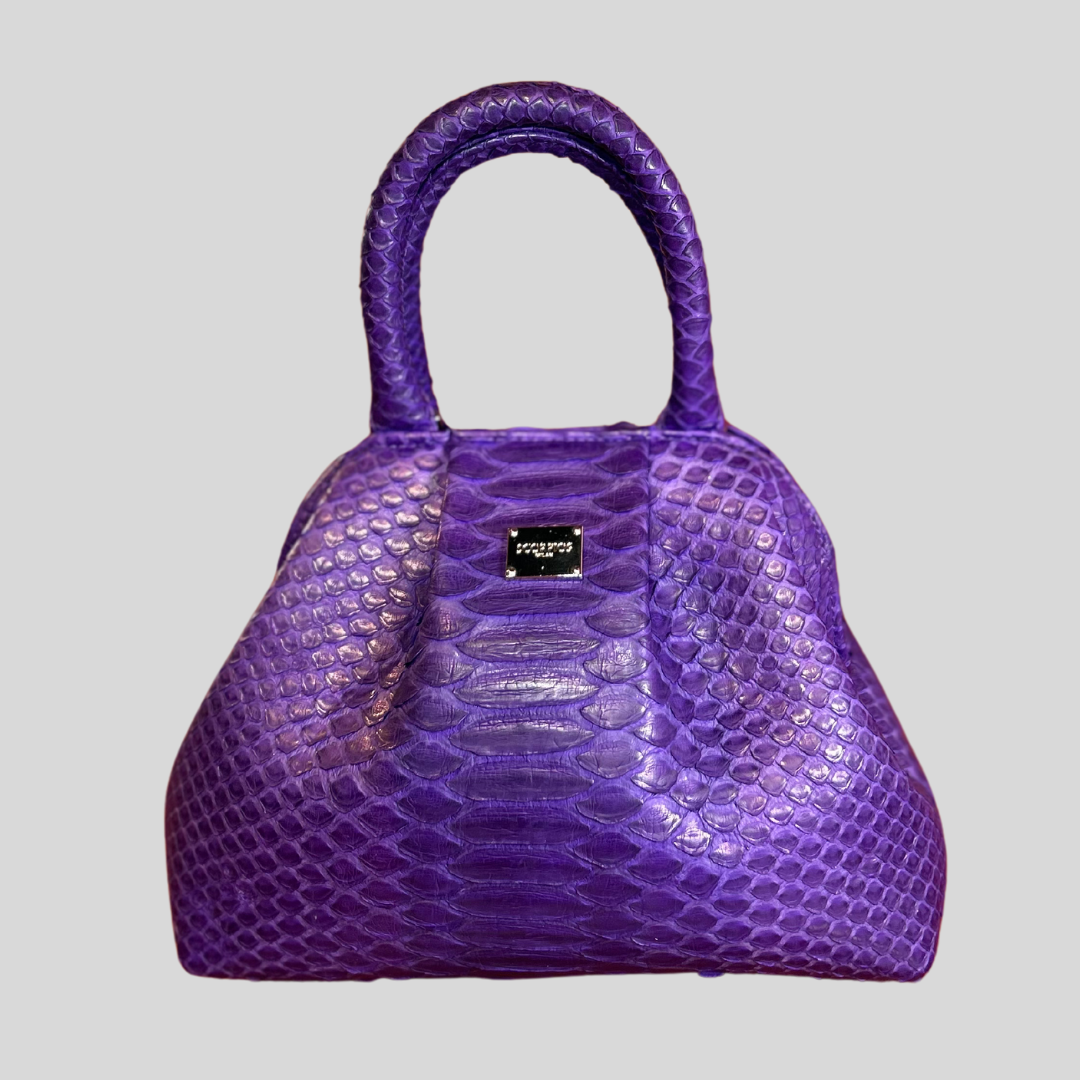 Handbag in Python Leather - Purple