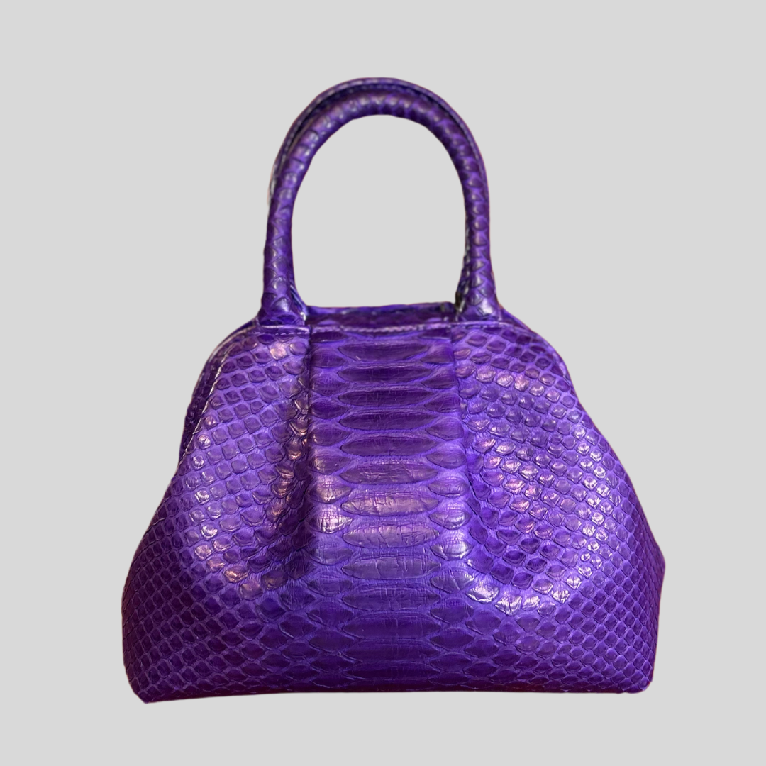 Handbag in Python Leather - Purple