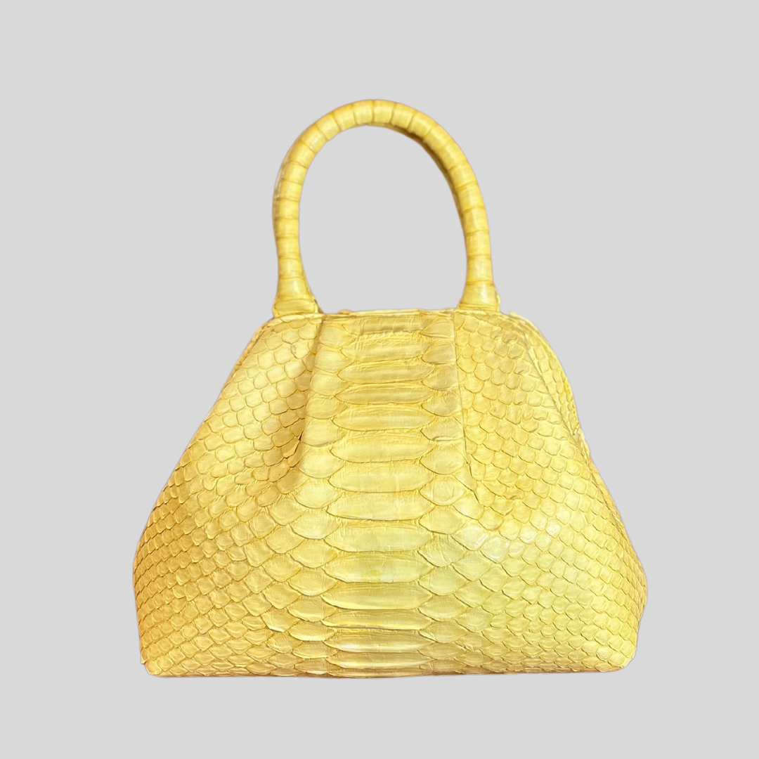 Handbag in Python Leather - Yellow