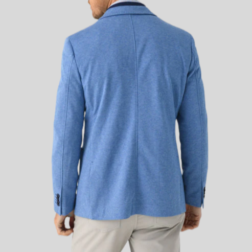 Houndstooth Patch Pocket Jersey Blazer - Indigo