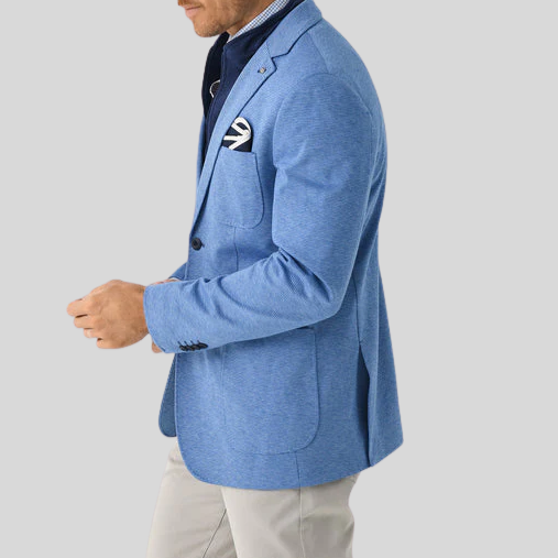 Houndstooth Patch Pocket Jersey Blazer - Indigo