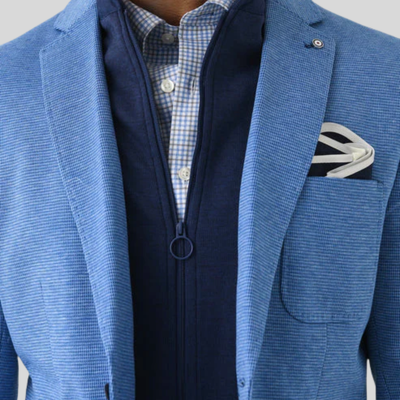 Houndstooth Patch Pocket Jersey Blazer - Indigo
