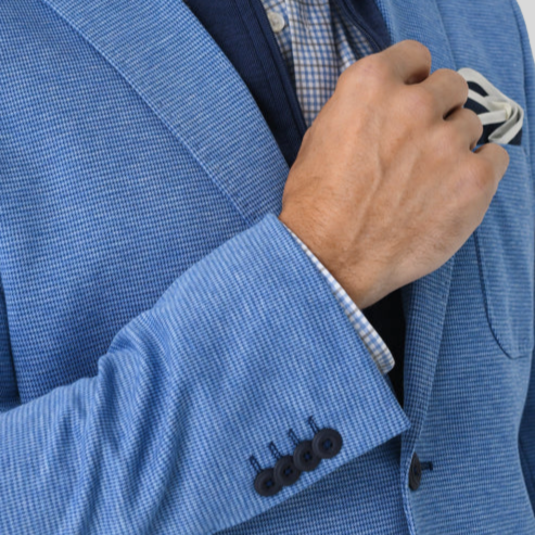 Houndstooth Patch Pocket Jersey Blazer - Indigo