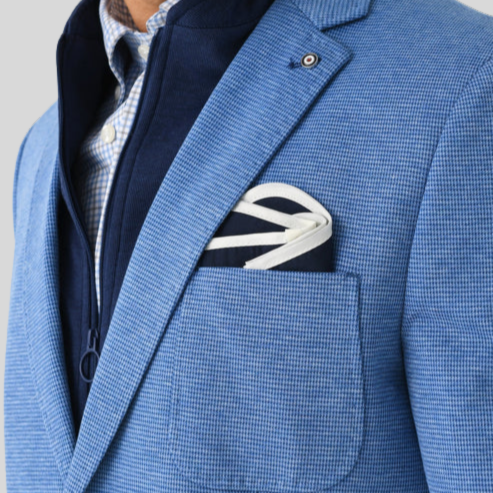 Houndstooth Patch Pocket Jersey Blazer - Indigo