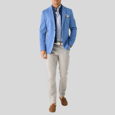Houndstooth Patch Pocket Jersey Blazer - Indigo