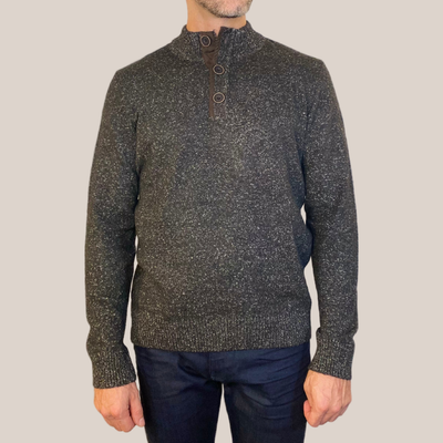 Gotstyle Fashion - Inpore Sweaters Quarter Button Mock Neck Sweater - Charcoal