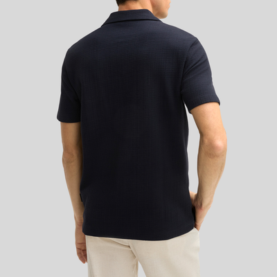 Jersey Cuban Collar Shirt - Navy