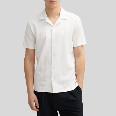 Jersey Cuban Collar Shirt - Off-White