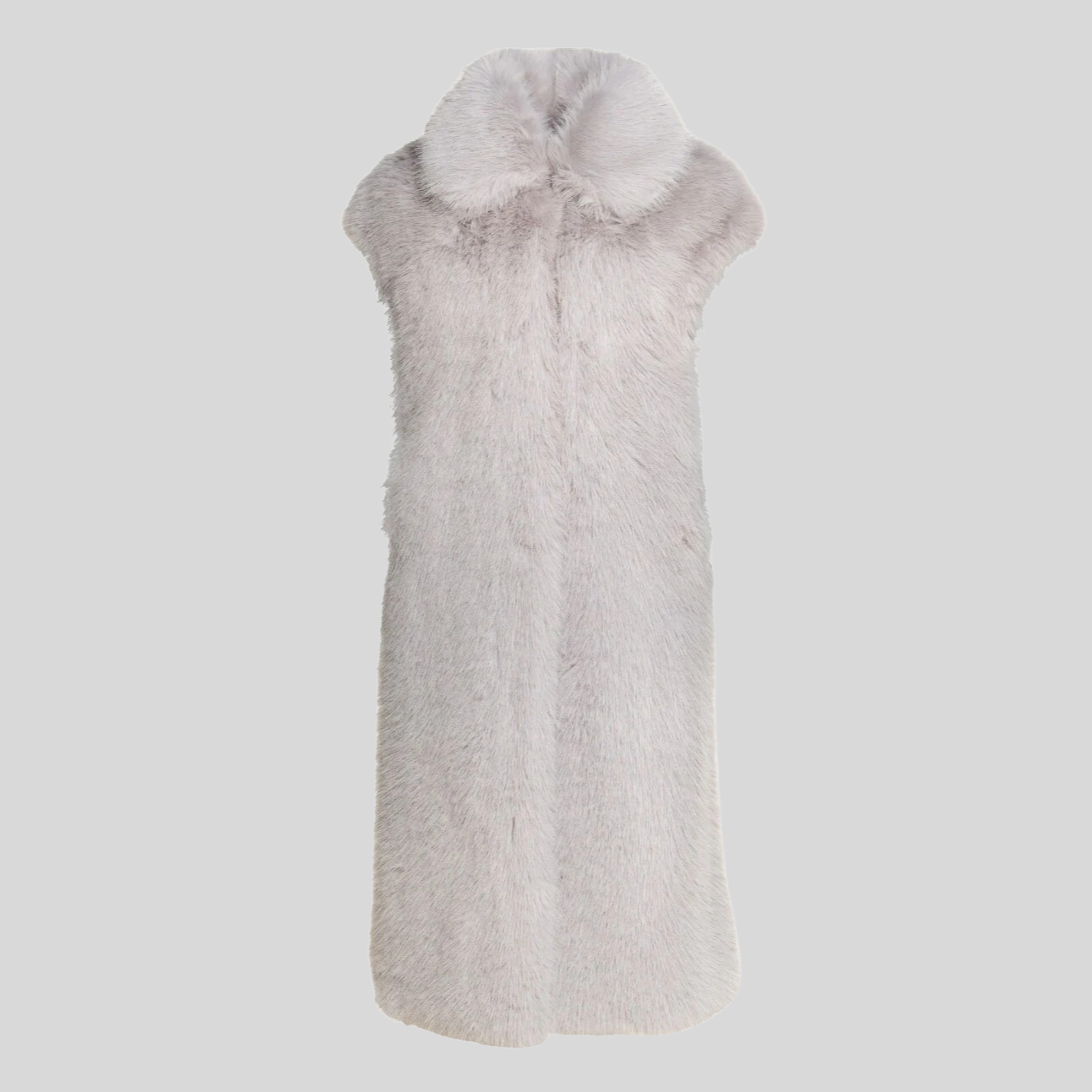 Faux Fur Sleeveless Long Coat - Dove