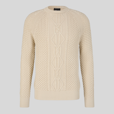 Mixed Knit Raglan Sleeve Sweater - Beige