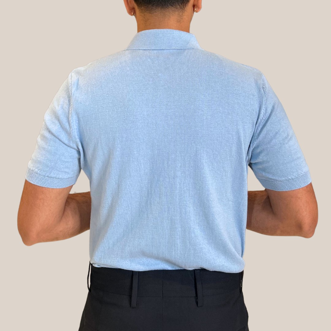 Knit Polo Shirt - Light Blue
