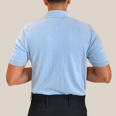 Knit Polo Shirt - Light Blue