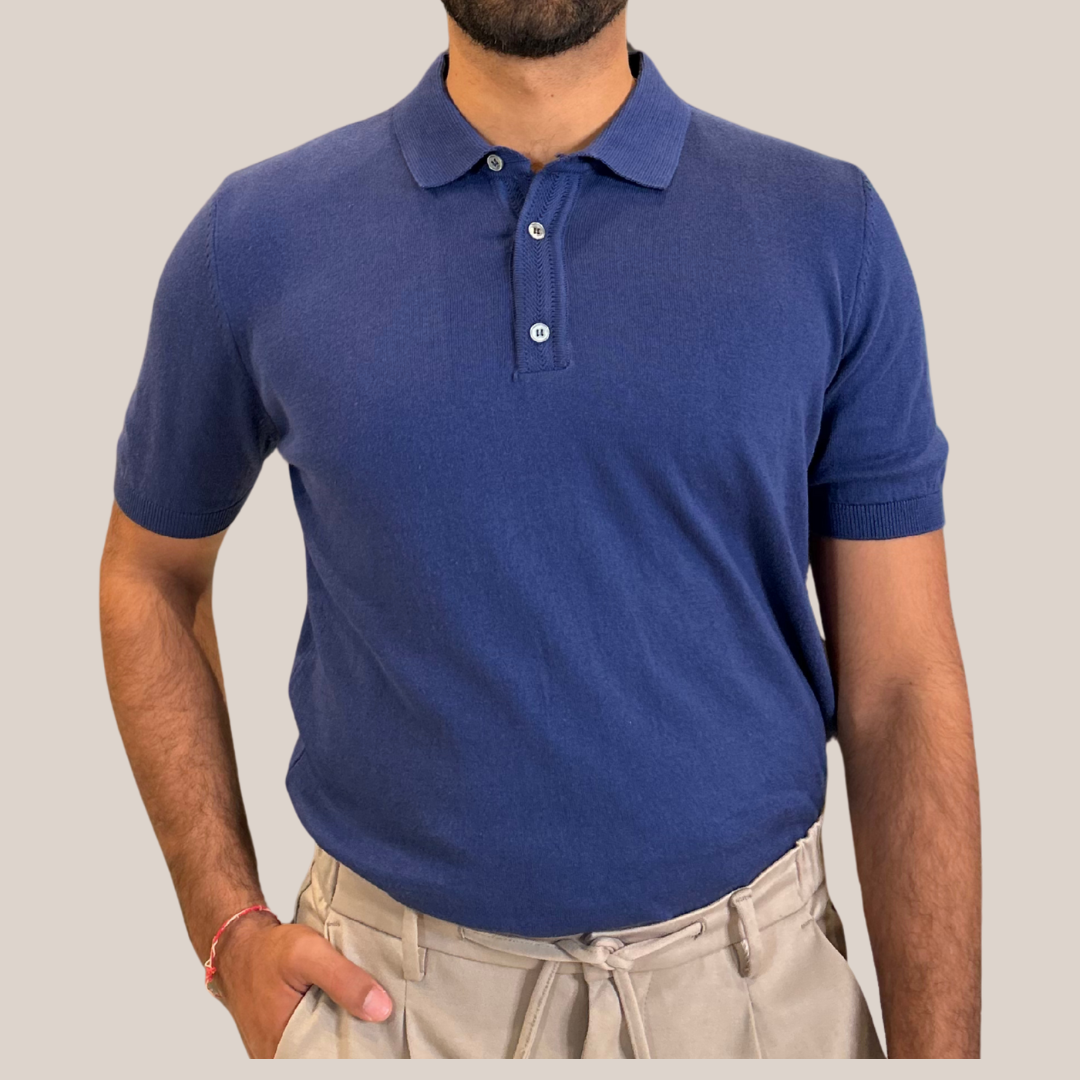 Knit Polo Shirt - Navy
