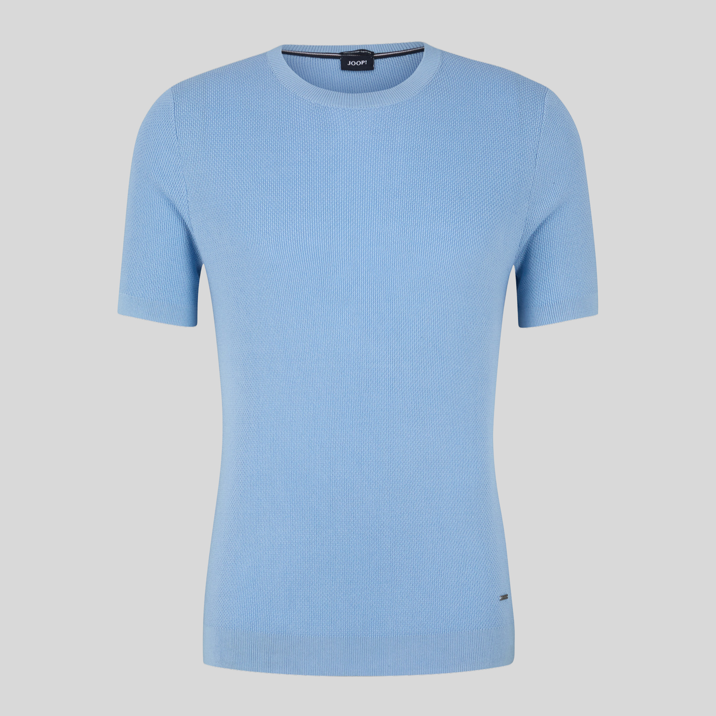 Knit Cotton Round Neck T-Shirt - Light Blue