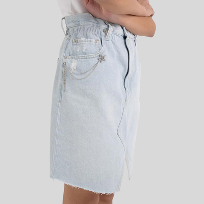 Gotstyle Fashion - Replay Skirts Raw Hem Denim Mini Skirt - Light Blue